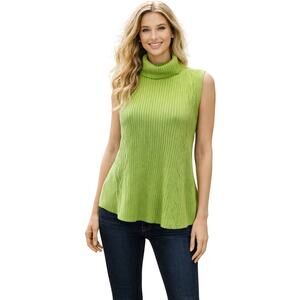 NWT requirements lime green sleevless sweater turtleneck bright 1X layering new